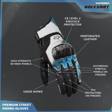 Viaterra Holeshot Pro-Semi Gauntlet Hybrid Motorcycle Riding Gloves