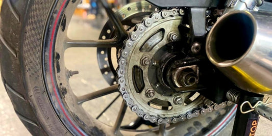 Steps to take care of motorcycle chain with proper chain lube, chain cleaner and cleaning brush