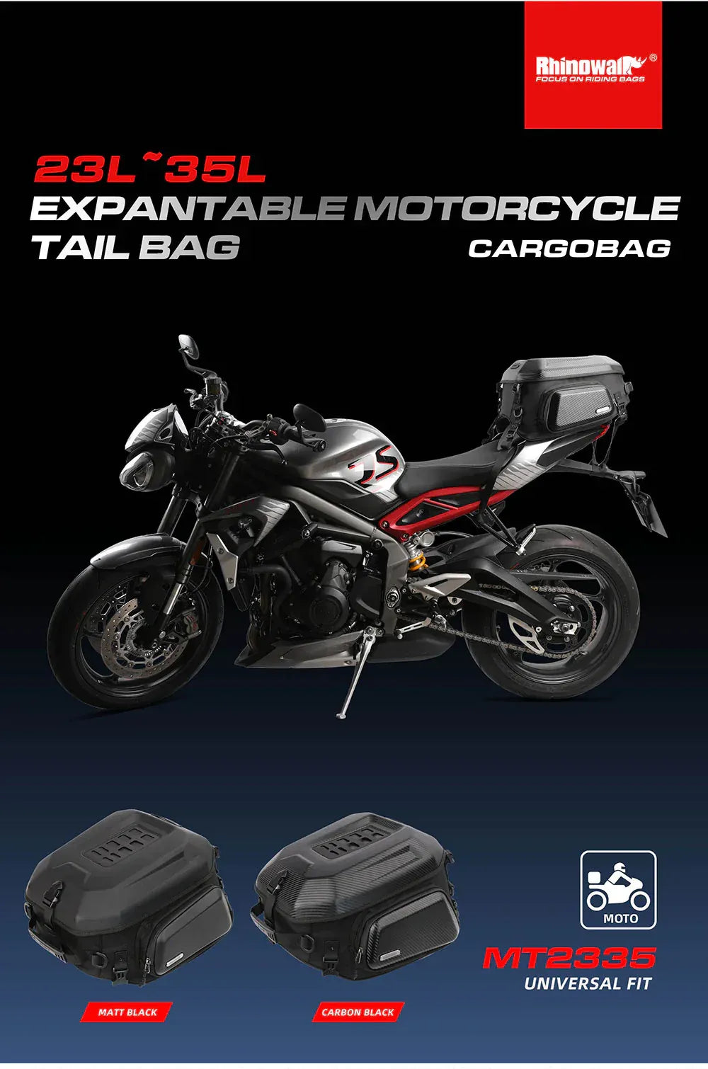 Rhinowalk MT2335 Motorcycle Tail Bag/Backpack