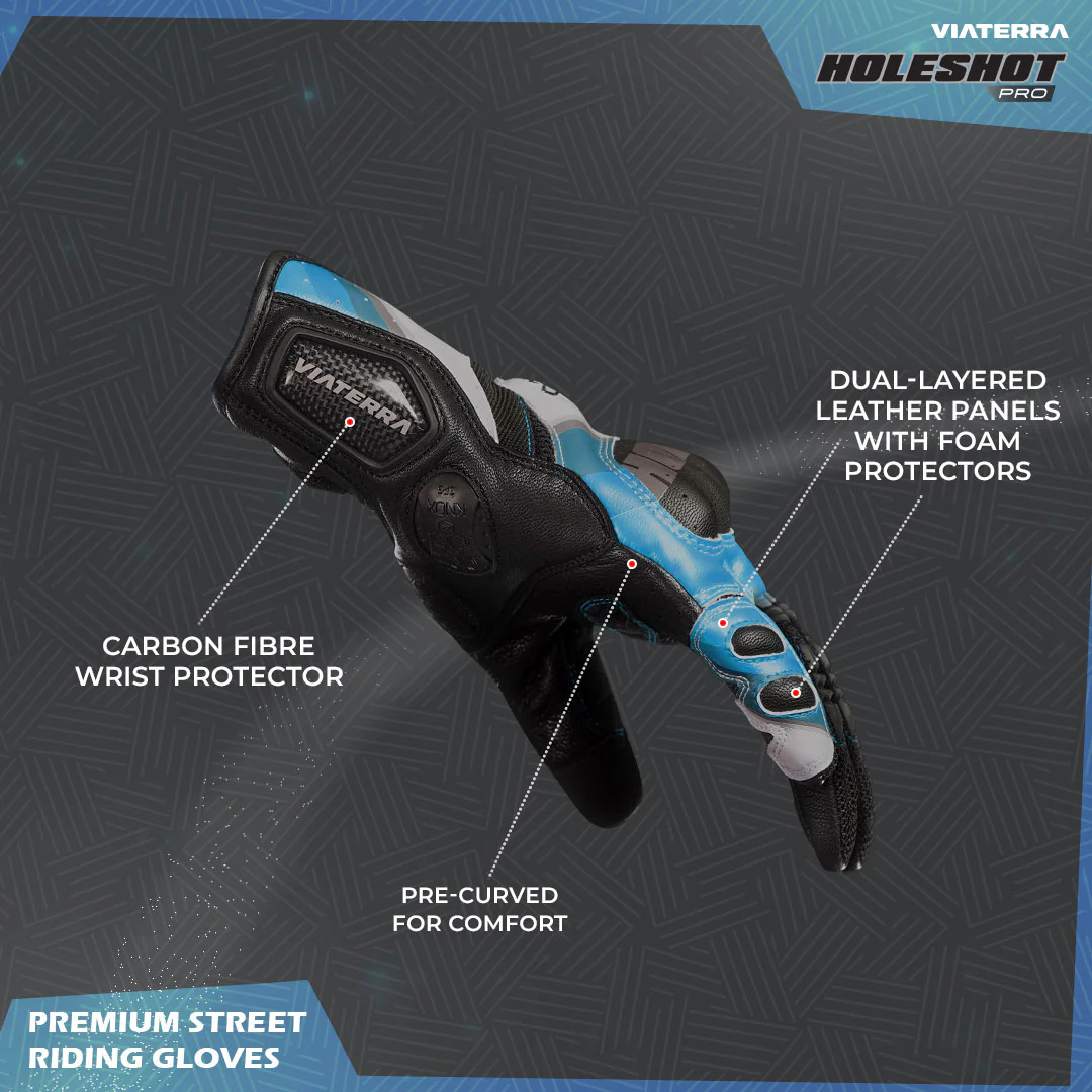 Viaterra Holeshot Pro-Semi Gauntlet Hybrid Motorcycle Riding Gloves