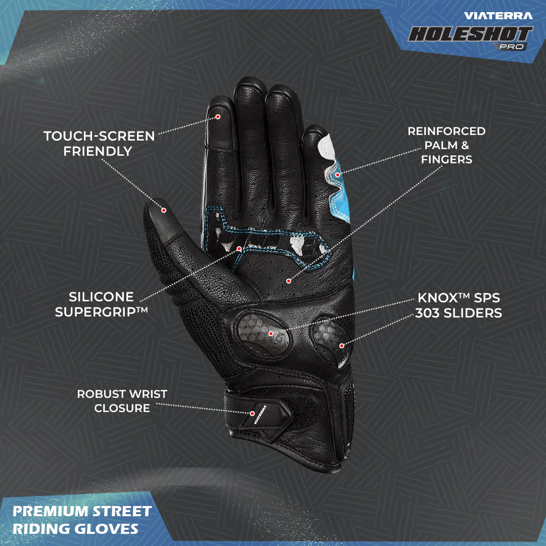 Viaterra Holeshot Pro-Semi Gauntlet Hybrid Motorcycle Riding Gloves