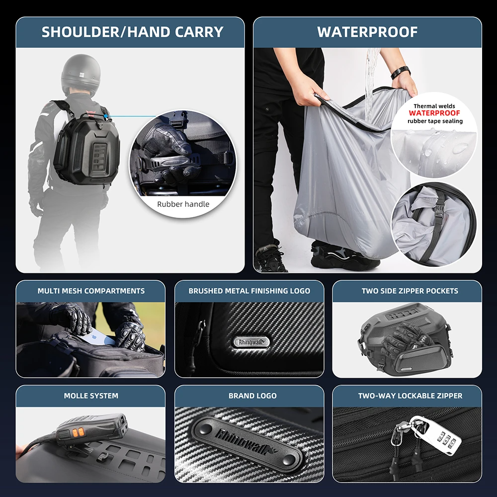 Rhinowalk MT2335 Motorcycle Tail Bag/Backpack