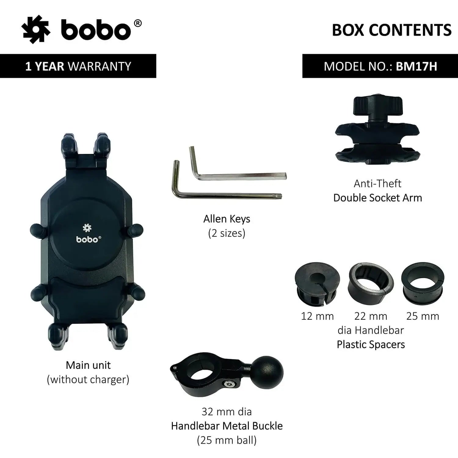 BOBO BM17H Anti Vibration Anti Theft Motorcycle Mobile Mount