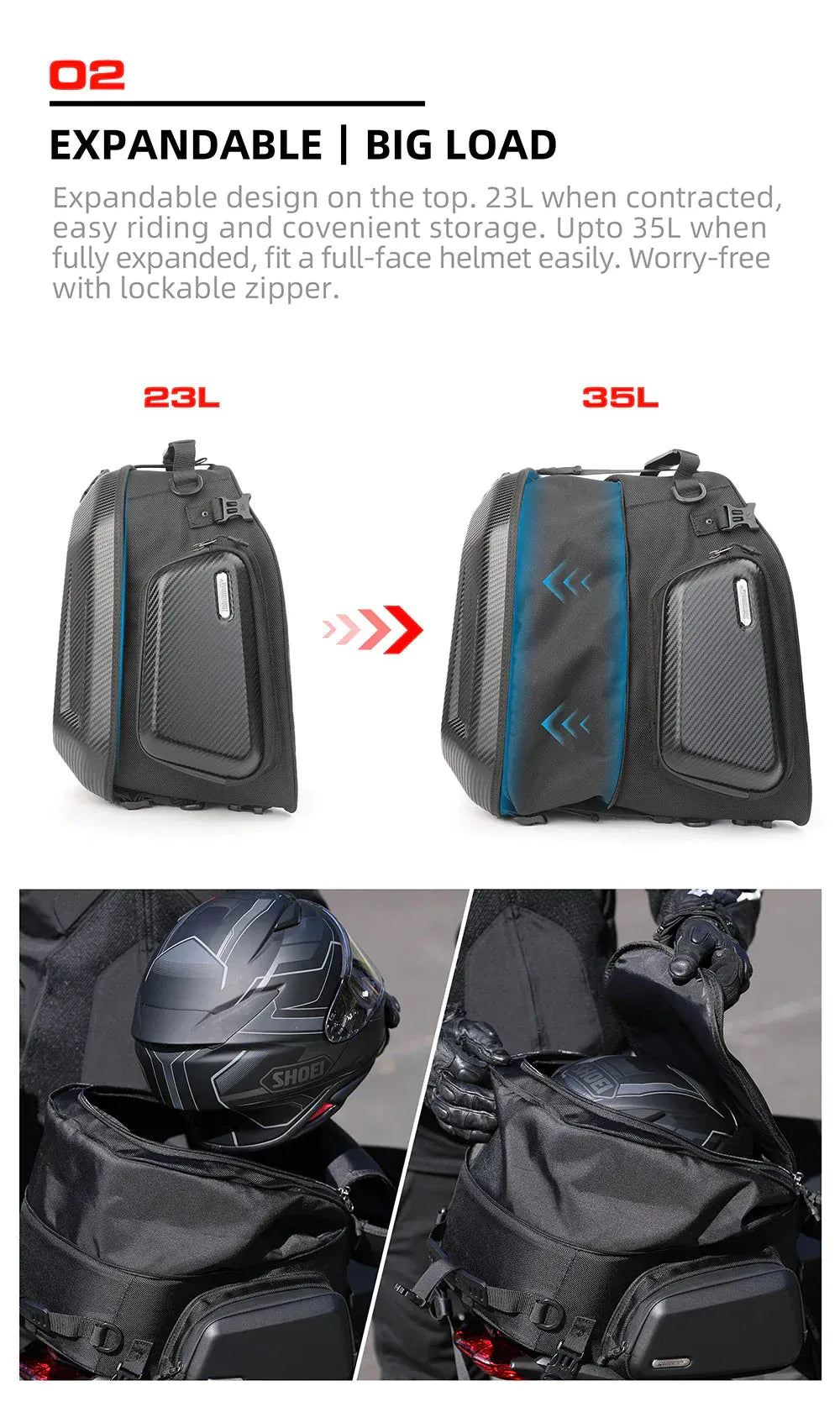 Rhinowalk MT2335 Motorcycle Tail Bag/Backpack