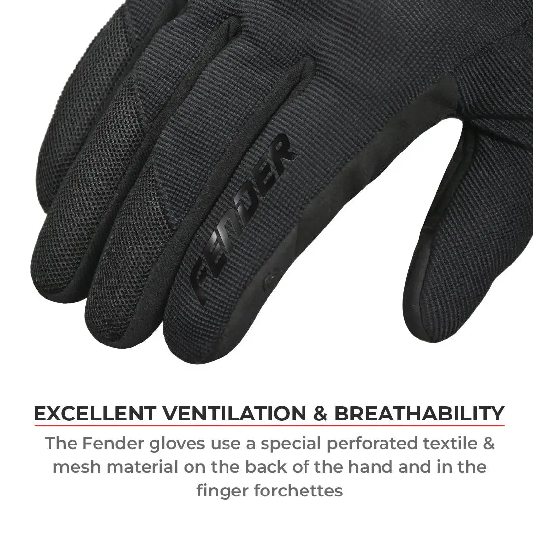 Viaterra Fender Black Motorcycle Gloves