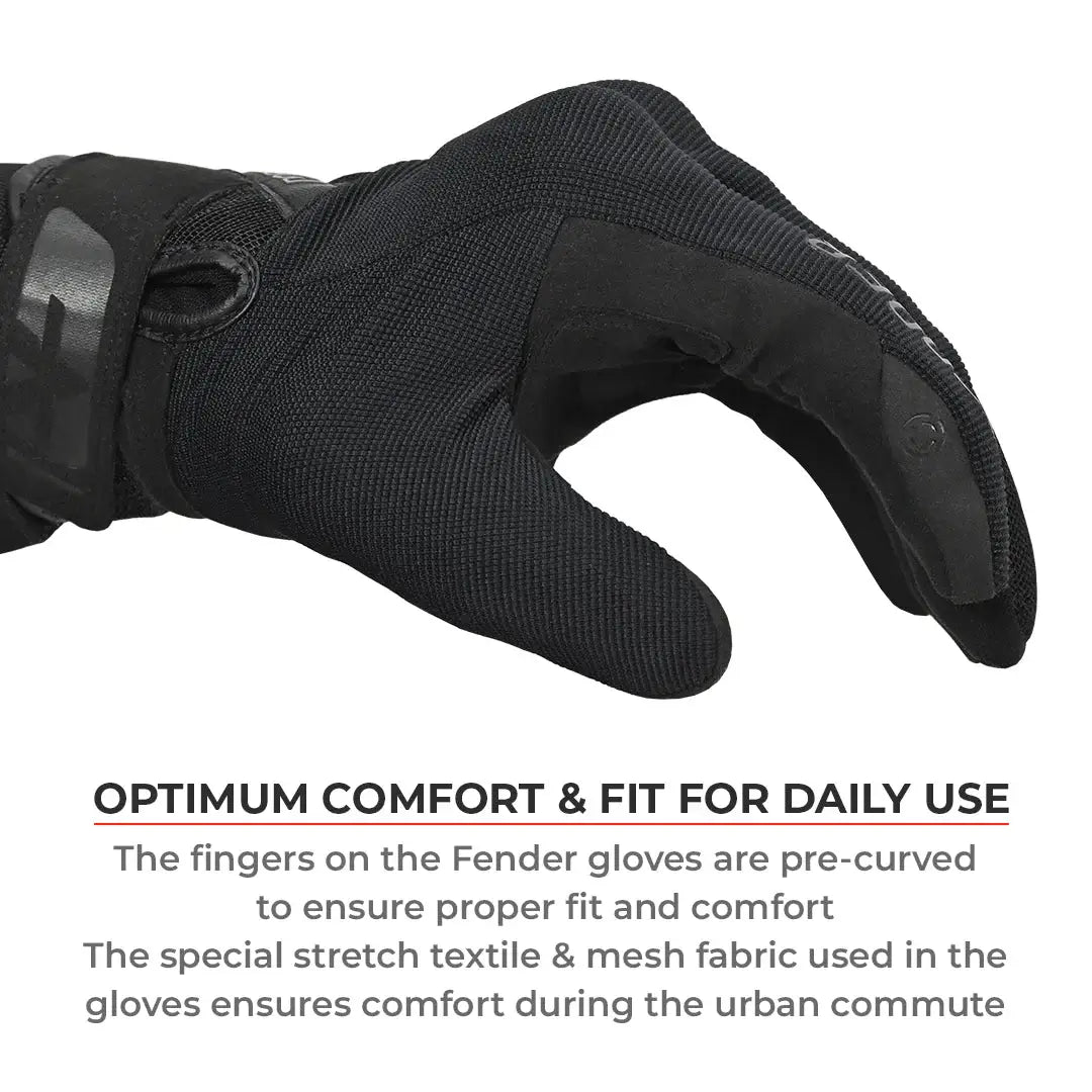 Viaterra Fender Black Motorcycle Gloves
