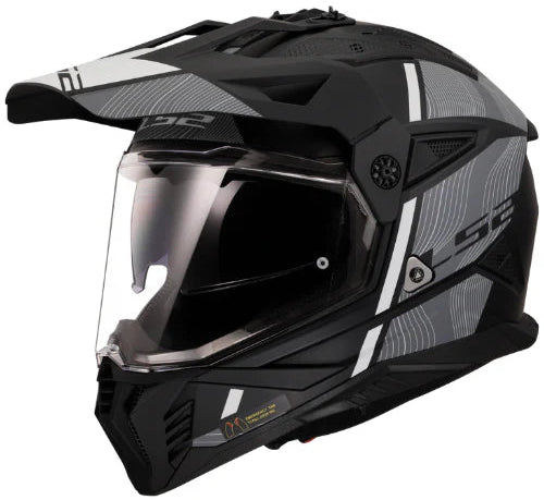 LS2 MX436 Pioneer 2 Hill Matt Helmet - Black White