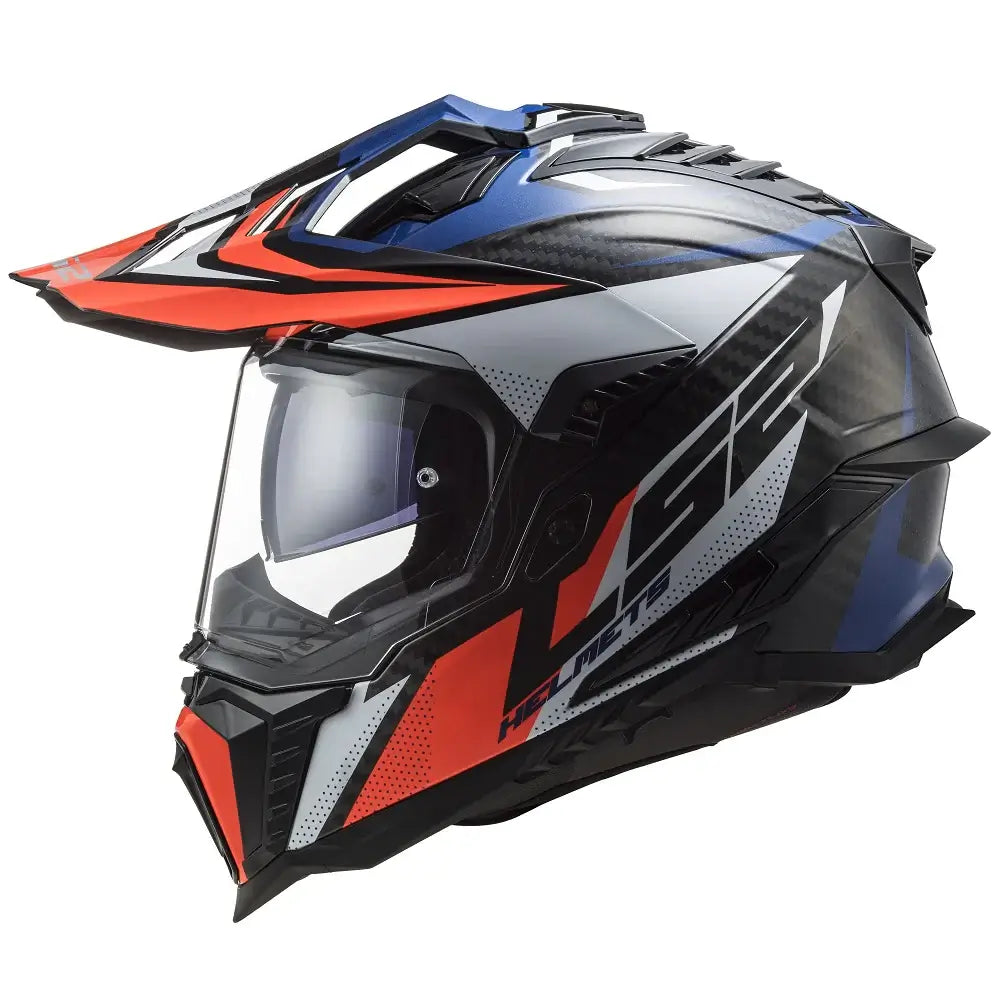 LS2 MX701 Explorer Carbon Focus Gloss Blue White Red Helmet