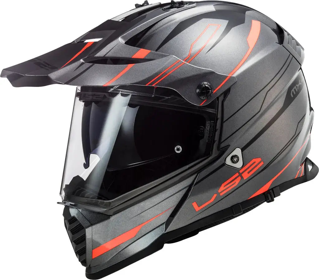 LS2 MX436 Pioneer Evo Knight Matt Titanium Fluo Orange Helmet
