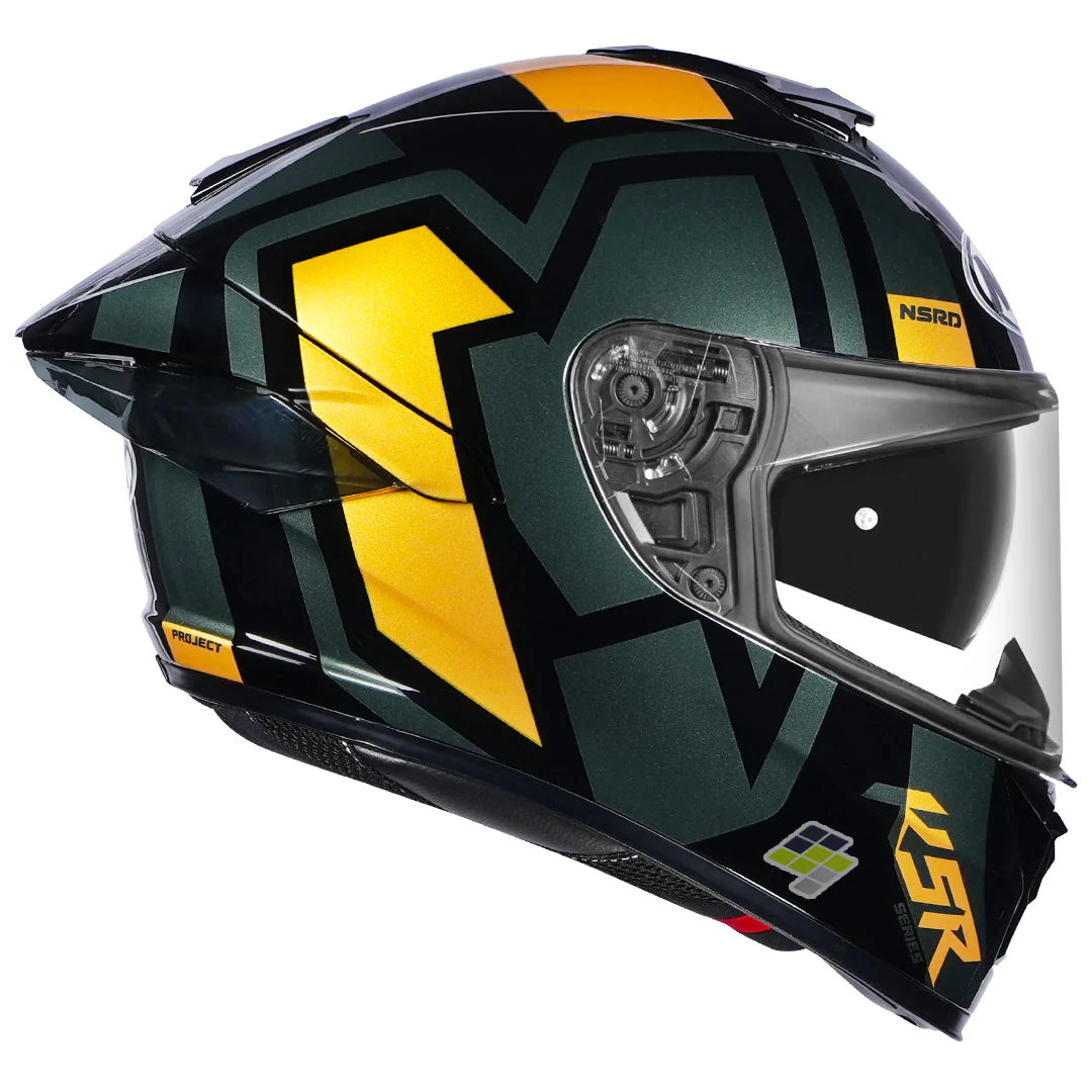NHK K5R Shield Helmet - Gloss Black Silver & Yellow