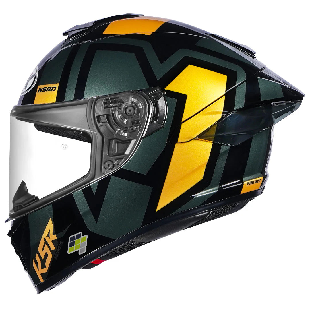 NHK K5R Shield Helmet - Gloss Black Silver & Yellow