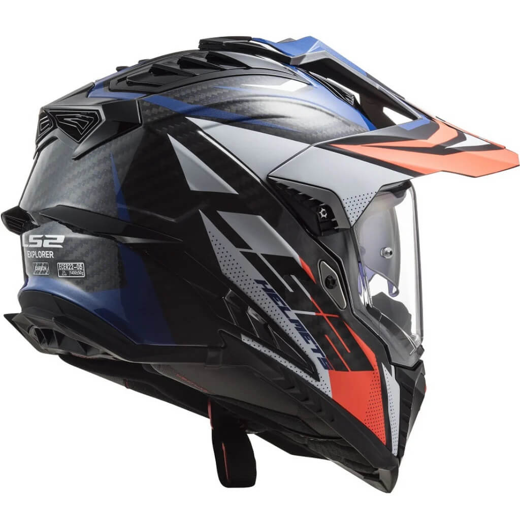LS2 MX701 Explorer Carbon Focus Gloss Blue White Red Helmet