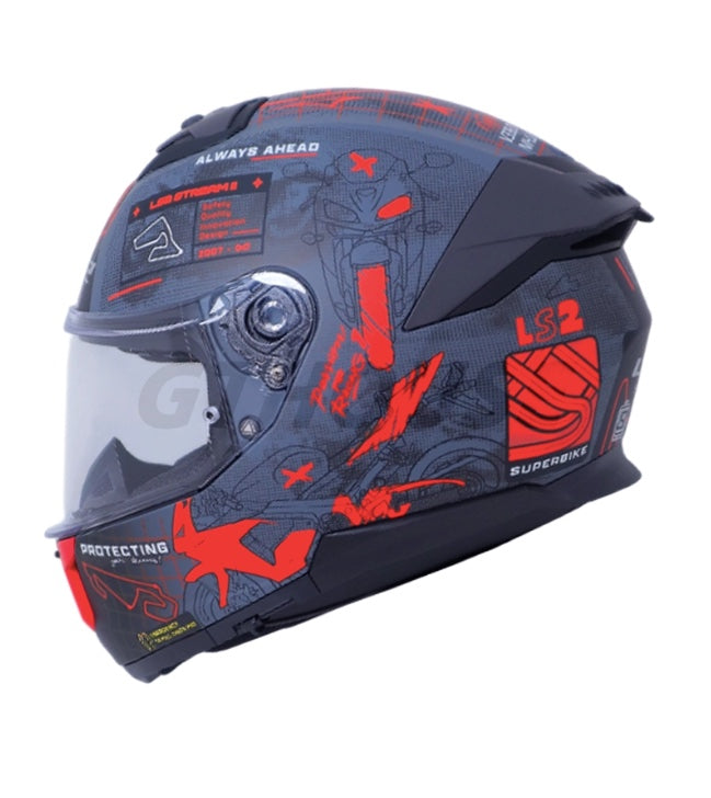 ls2 full face helmet ff320-l FF320 STREAM II FLAG MATT BLACK GREY-06 ls2helmetsindia This high LS2 FF320 Stream II