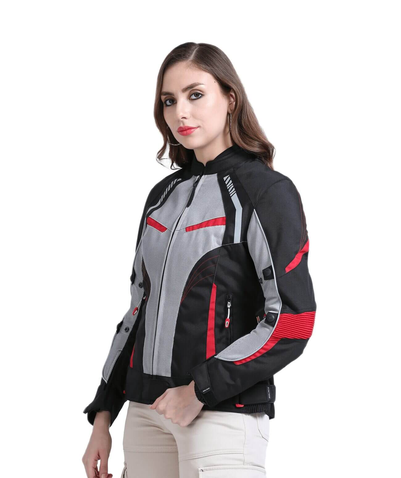 Solace Asmi V3 Ladies Black Red Riding Jacket